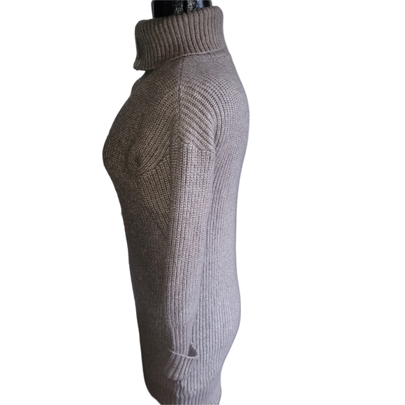 Cupcakes and Cashmere Light Brown Quarter Zip High Neck Sweater Dress S - Picture 4 of 6